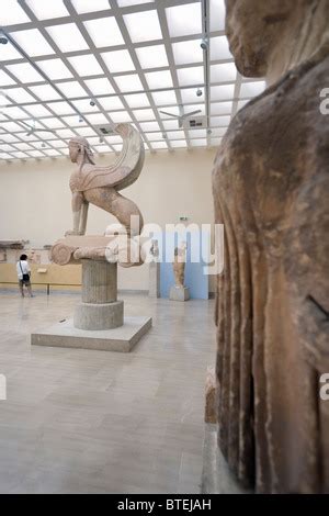 The Naxian Sphinx At The Delphi Museum Greece Stock Photo Alamy