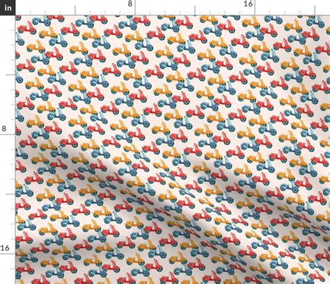 Vespa Scooters in Bright Primary Colors Fabric | Spoonflower