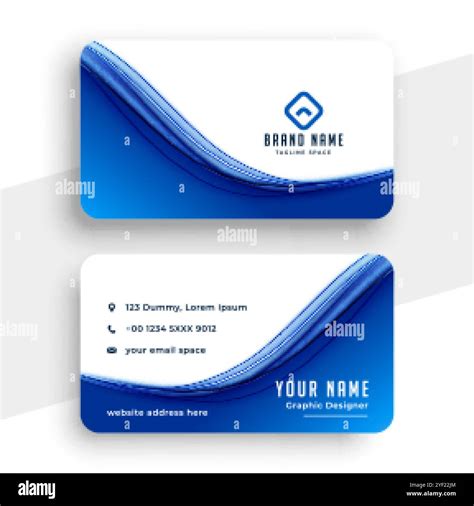 Abstract Blue Wave Business Card Template Design Stock Vector Image
