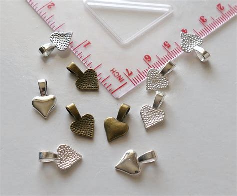 20x Heart Shape Glue On Bails For Pendants Silver Bronze Tone Etsy