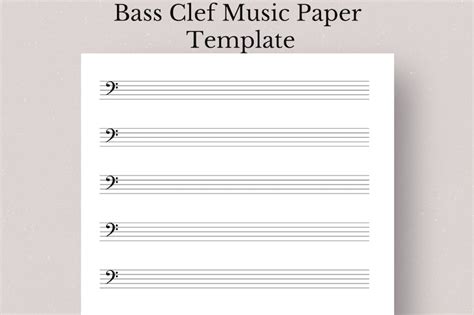 Printable Bass Clef Sheet Music, Bass Clef Sheet Music Template, Blank Bass Clef Staff Paper ...