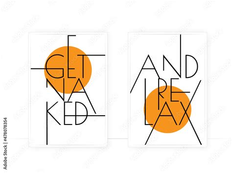 Vetor De Get Naked And Relax Vector Wording Design Lettering Modern Scandinavian Minimalist