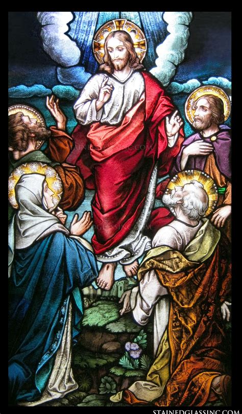 Colorful Ascension Religious Stained Glass Window