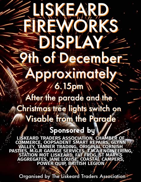 Visit Liskeard Events Fireworks Display