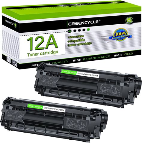 Greencycle 2 PK Toner Cartridge Replacement For HP 12A Q2612A Black