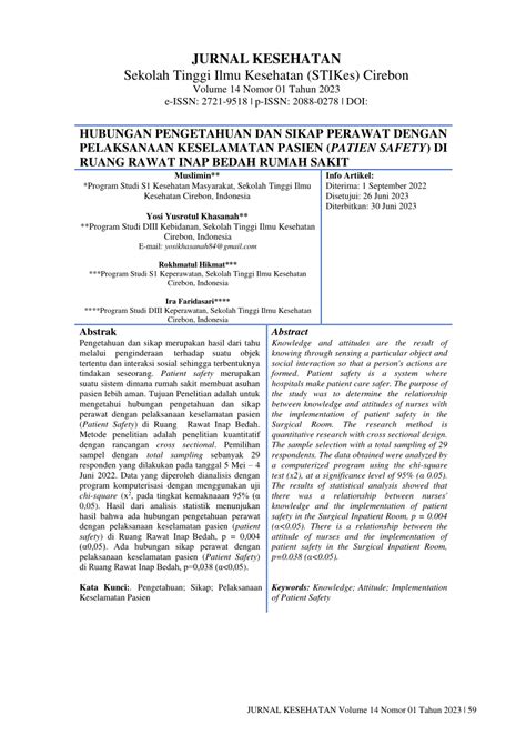 Pdf Hubungan Pengetahuan Dan Sikap Perawat Dengan Pelaksanaan