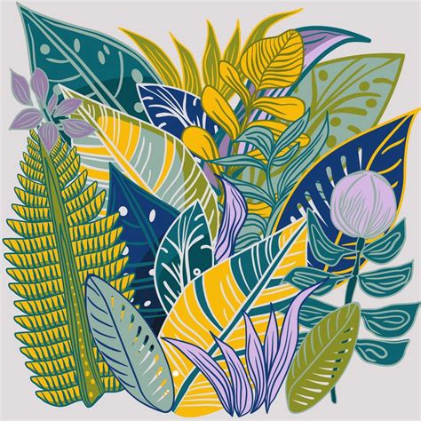 Rainforest flowers and leaves tropical set 21939103 Vector Art at Vecteezy