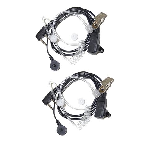 Hqrp Pack Pin Acoustic Tube Earpiece Headsets Mic For Kenwood Pro