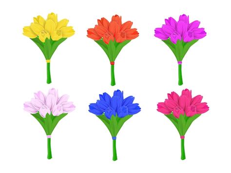 Premium Vector Bouquets Of Spring Tulips Flowers Isolated On White