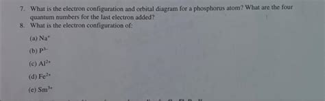 Solved 7. What is the electron configuration and orbital | Chegg.com