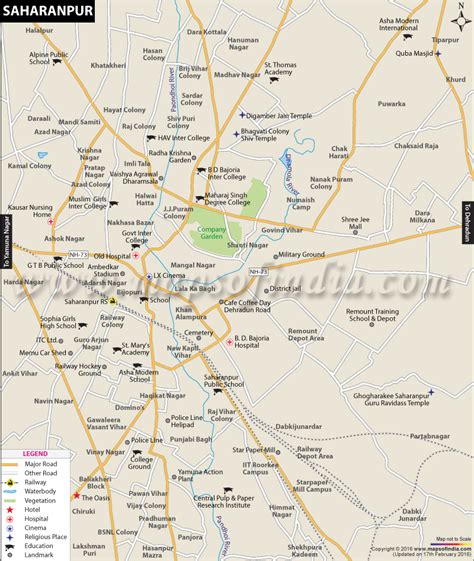 Map Of Saharanpur U P India