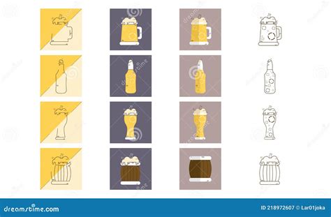 Set Van Verschillende Bierglazen En Flessenpictogram Vector Illustratie