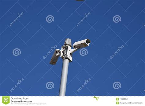 CCTV CAMERA And STREET SOLAR LAMP Editorial Stock Image Image Of