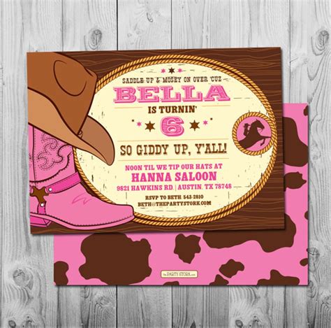 Cowgirl Invitation Cowgirl Birthday Invitations Girl Cowgirl Etsy