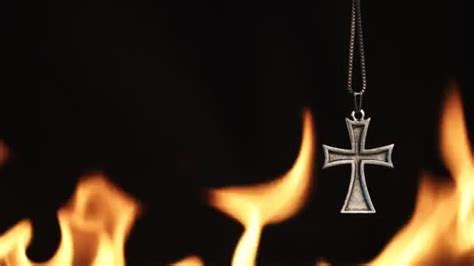 Christian Religion Symbol Cross Fire Flames — Stock Video © okanakdeniz #619805202