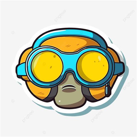 Cartoon Character Wearing Goggles On A Blue Background Vector, Goggles ...