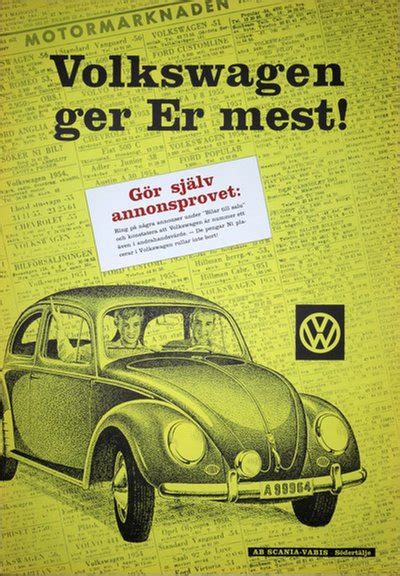 Original Vintage Poster Vw Volkswagen Beetle 1950s Poster Designed By