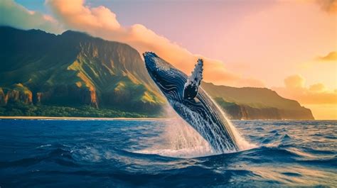 Premium AI Image | Humpback whale in the ocean at sunset