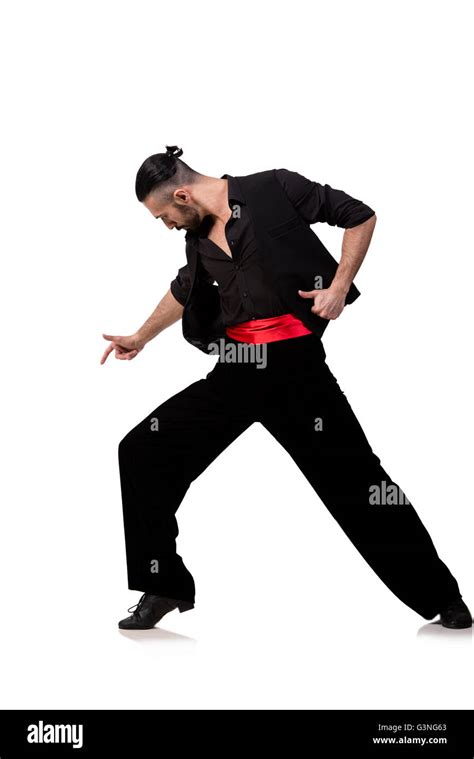 Man dancer dancing spanish dances isolated on white Stock Photo - Alamy