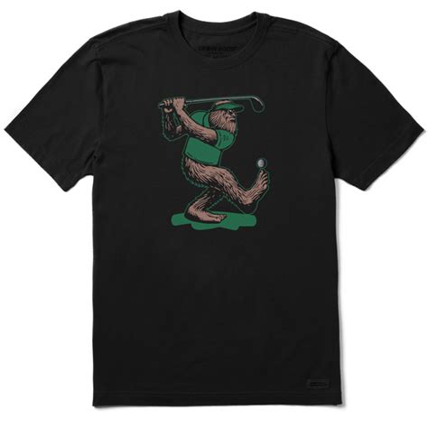 Men S Woodcut Bigfoot Golfing Crusher Tee Life Is Good Official Site