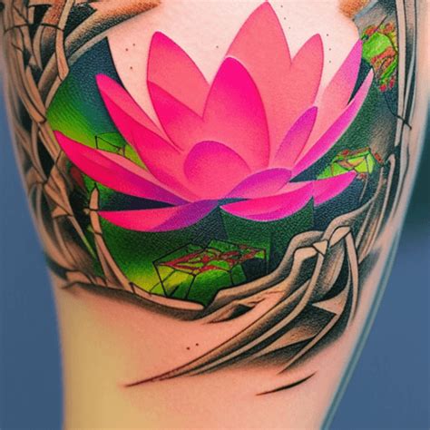 Tatouage D Un Lotus Rose Vif En D Grad Issu D Un Tas R Aliste De