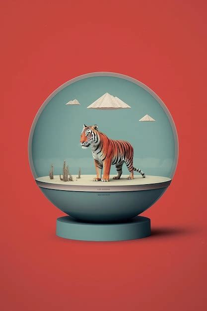 Premium Photo A Sphere Made Of Glass That Has An Image Of A Tiger On The Inside