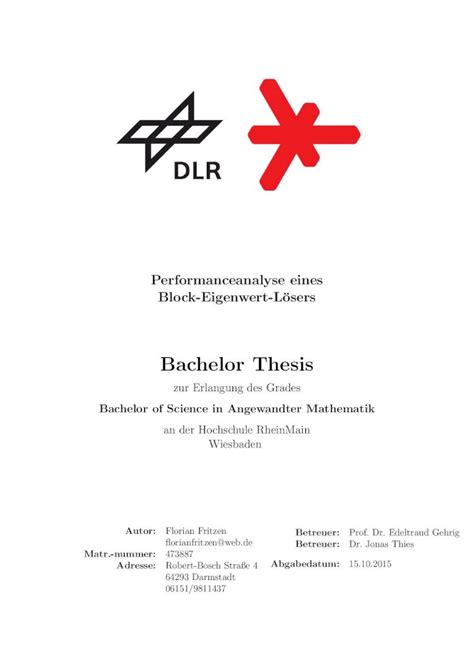 Pdf Bachelor Thesis German Aerospace Center Florian