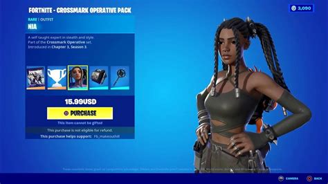 Fortnite New Crossmark Operative Pack Nia Skin 1500 V Bucks Inferno Pack Returns Item