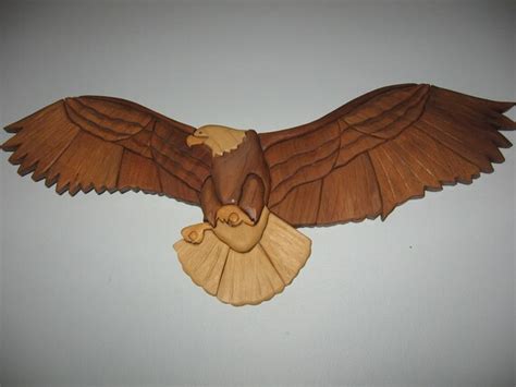 Wood Eagle Handmade Intarsia Wall Hanging By Kitswoodart On Etsy