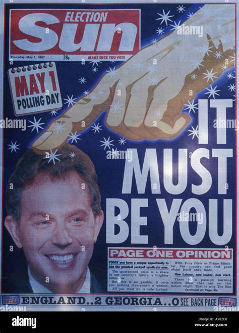 Sun Newspaper Front Page News It Must Be You May 1st 1997