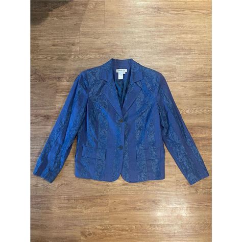 Coldwater Creek Blue Blazer With Lace Detailing And Depop