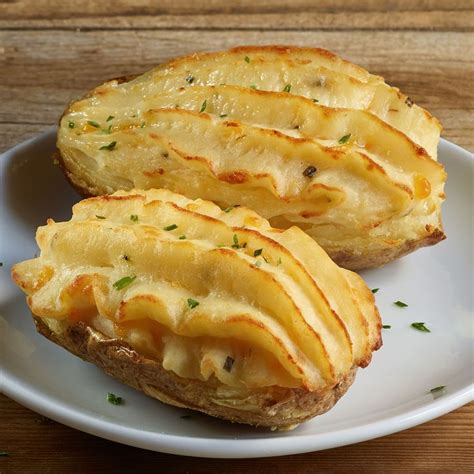 Twice Baked Potatoes With Sour Cream Cheddar And Chive Yummy Food