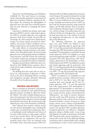 Clinical And Dermographics Profile Of Glaucoma Patients In Hebron