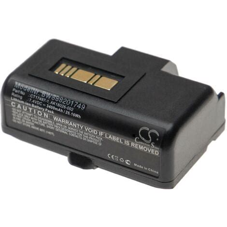 Vhbw Batterie Remplace Zebra AK18026 002 CT17497 1 Pour Imprimante