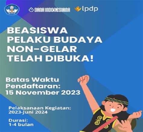 Beasiswa Pelaku Budaya Non Gelar Pendaftaran Hingga November