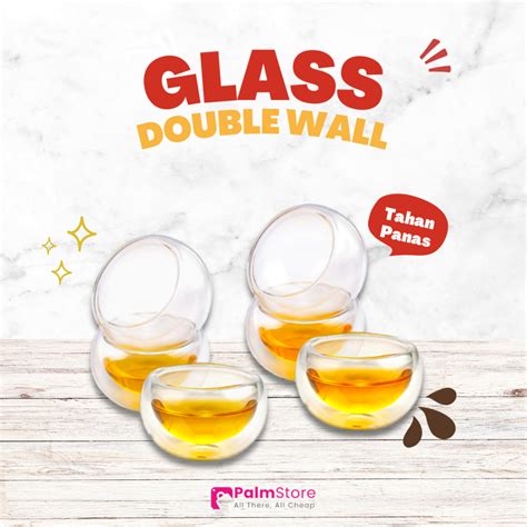 Jual Gelas Cangkir Teh Kopi Anti Panas Double Wall Shot Borosilicate