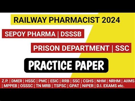 Pharmacist Exam Preparation Railway Pharmacist Sepoy Pharma