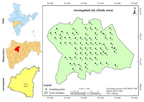 Map Of Aurangabad City As A Study Area Along With Sampling Locations