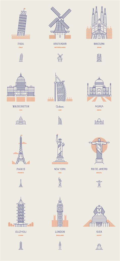 World Landmarks – Line Icons by Makers Company | LaptrinhX