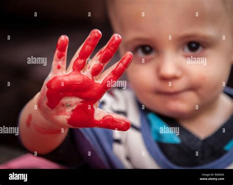 Showing Red Hand Stock Photo Alamy