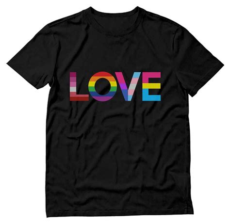 Tstars Love Pride Shirt For Men LGBTQ Gifts Gay Equality Rainbow Flag Mens Apparel Black