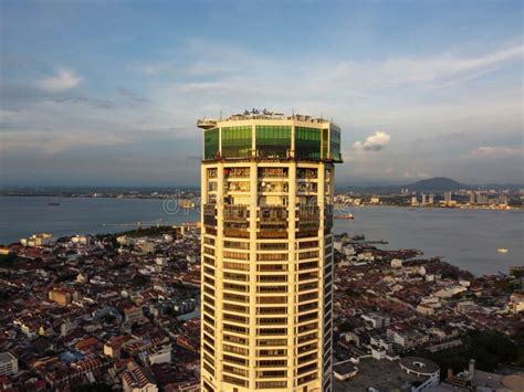 Aerial View Sun Light Evening At Komtar Building And Heritage George