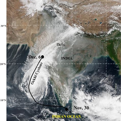 Satellite map (INSAT/IMD) indicating the cyclone 'Maha' (Source ...