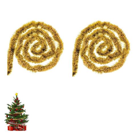 2Pcs Christmas Tinsel Garland Shiny Hanging Twist Garland for Christmas ...
