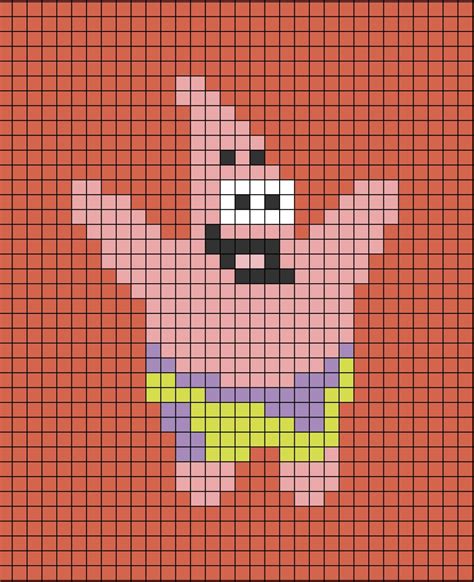 A Pixel Art Template Of Patrick Star From The Cartoon Program SpongeBob