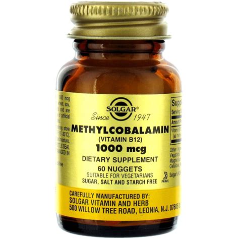 Solgar Methylcobalamin Vitamin B12 1000 Mcg 60 Nuggets