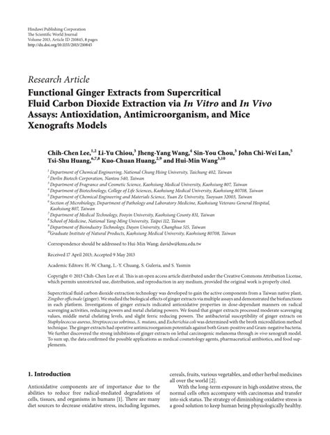 PDF Functional Ginger Extracts From Supercritical Fluid Carbon