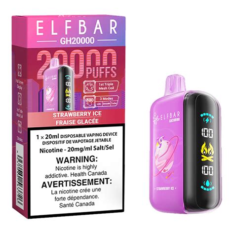 Stamped Strawberry Ice Elfbar GH20000 Puffs Disposable Vape Ct 5