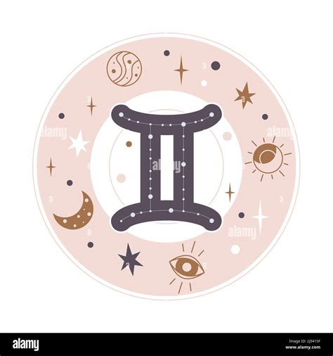 Gemini Horoscope Sign Vector Zodiac Astrology Element Esoteric Symbol For Logo Or Icon Stock