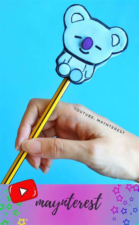 DIY Lápiz KOYA BTS BT21 Manualidades escolares Manualidades Diy